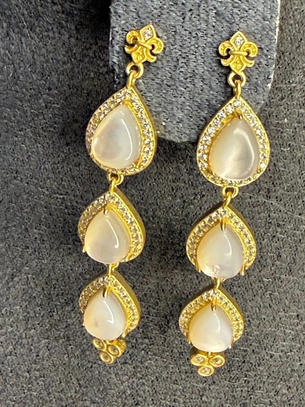 New Gold & Mother of Pearl - Pear Shape Drop Earrings